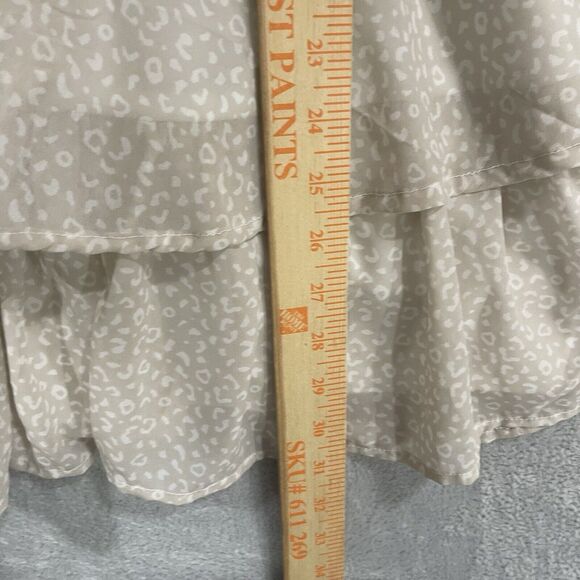 Japna Flowy A-Line Dress‎ Women's XS V Neck Beige Ruffle Polyester - Picture 6 of 8